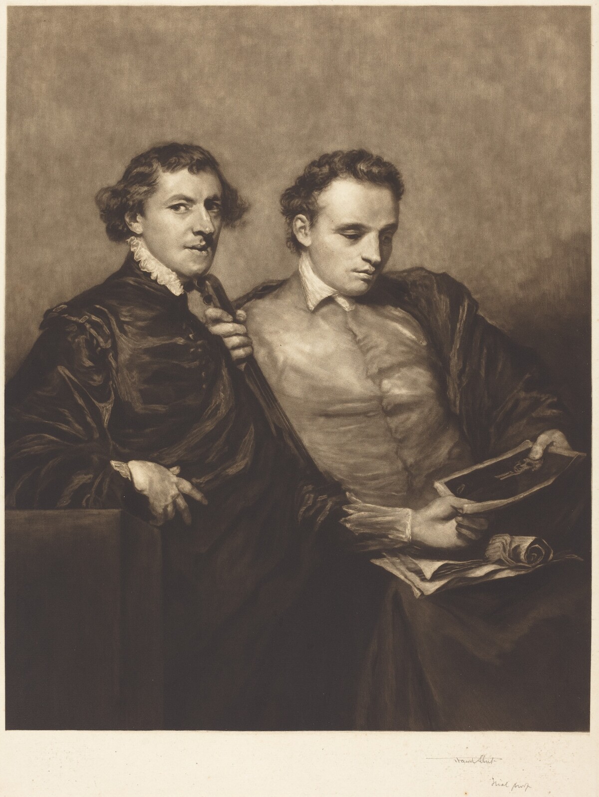 Portrait of Two Gentlemen by Frank Short, after Sir Joshua Reynolds