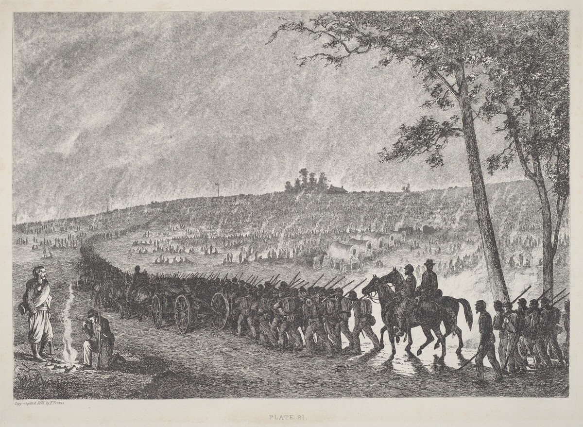 Going Into Camp at Night by Edwin Forbes