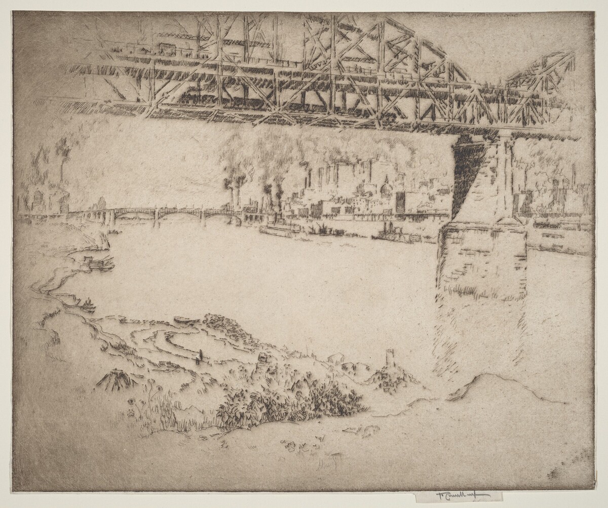 The City Bridge, St. Louis by Joseph Pennell
