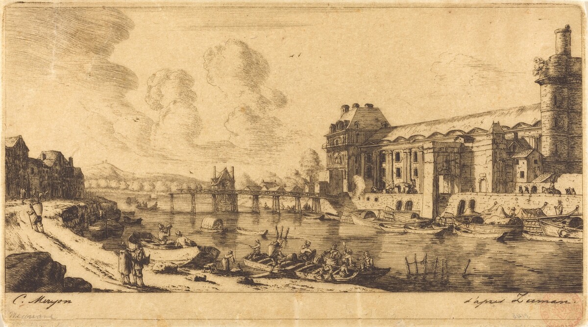 Le Pavillion de Mlle. et une partie du Louvre by Charles Meryon after Reinier Nooms, called Zeeman