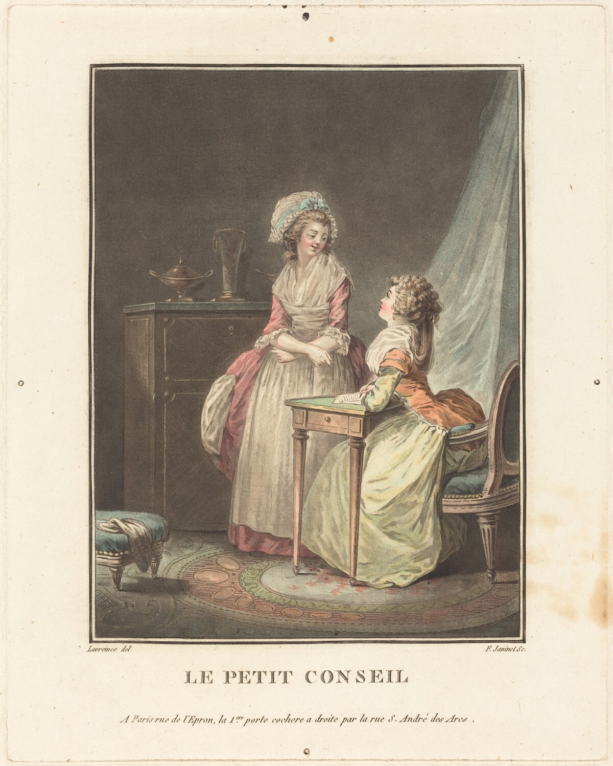 Le petit conseil by Jean-François Janinet after Nicolas Lavreince