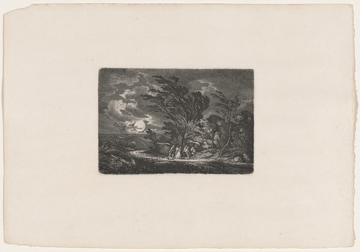 Five Travellers in the Moonlight by Carl August Lebschée