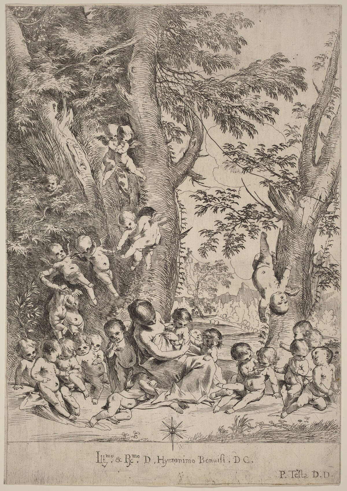 Young Woman, Surrounded by Cupids (The Garden of Charity, vertical version) by Pietro Testa