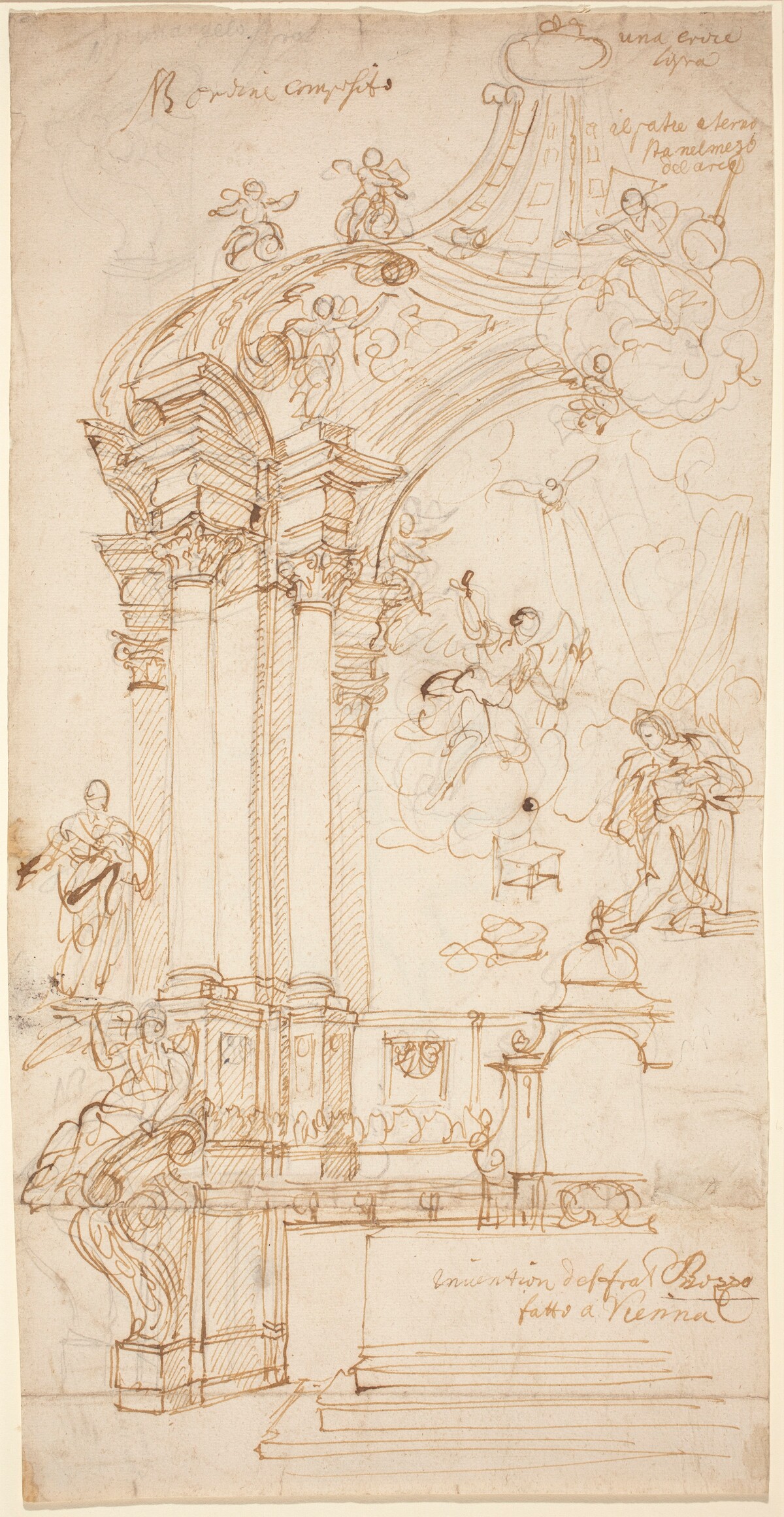 A Baldachin with a Painting of the Annunciation by Circle of Andrea Pozzo