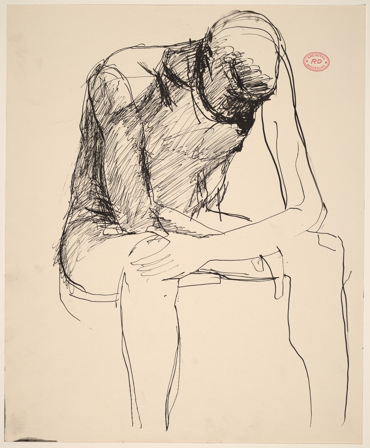 Untitled [seated male nude slumping forward] by Richard Diebenkorn