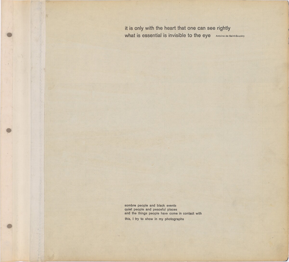Introduction page with quote by Robert Frank