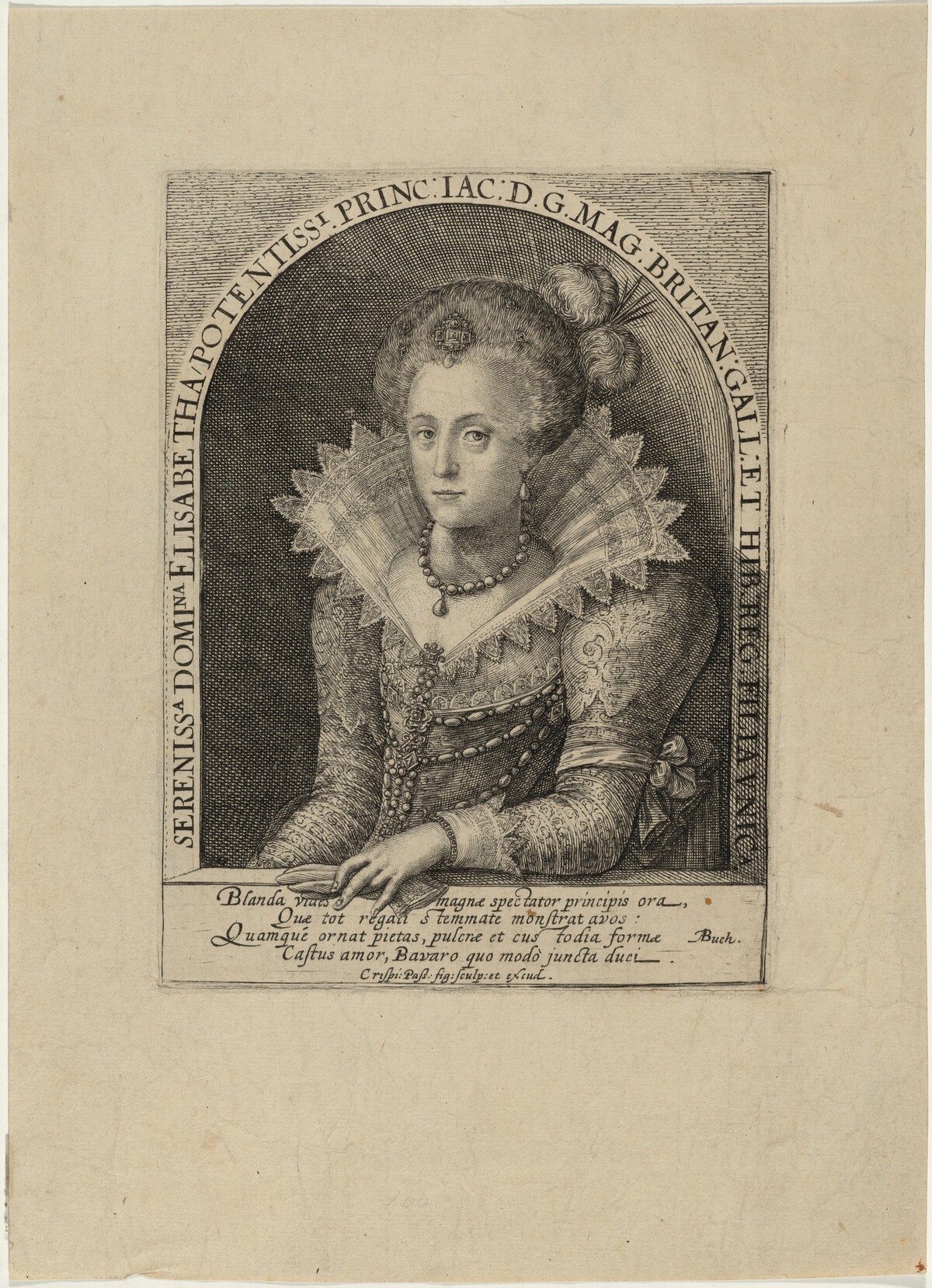Elizabeth, Princess, Wife of the Elector Palatine Frederick V, King of Bohemia by Crispijn de Passe I