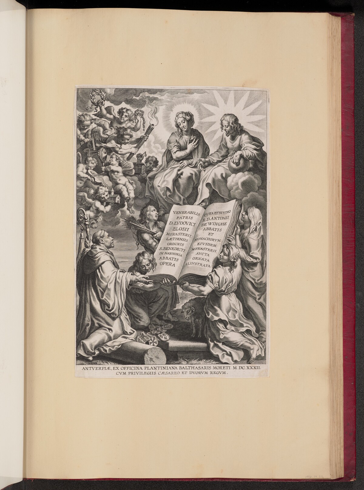 Title Page for Ludovicus Blosius, Opera by Cornelis Galle I after Sir Peter Paul Rubens