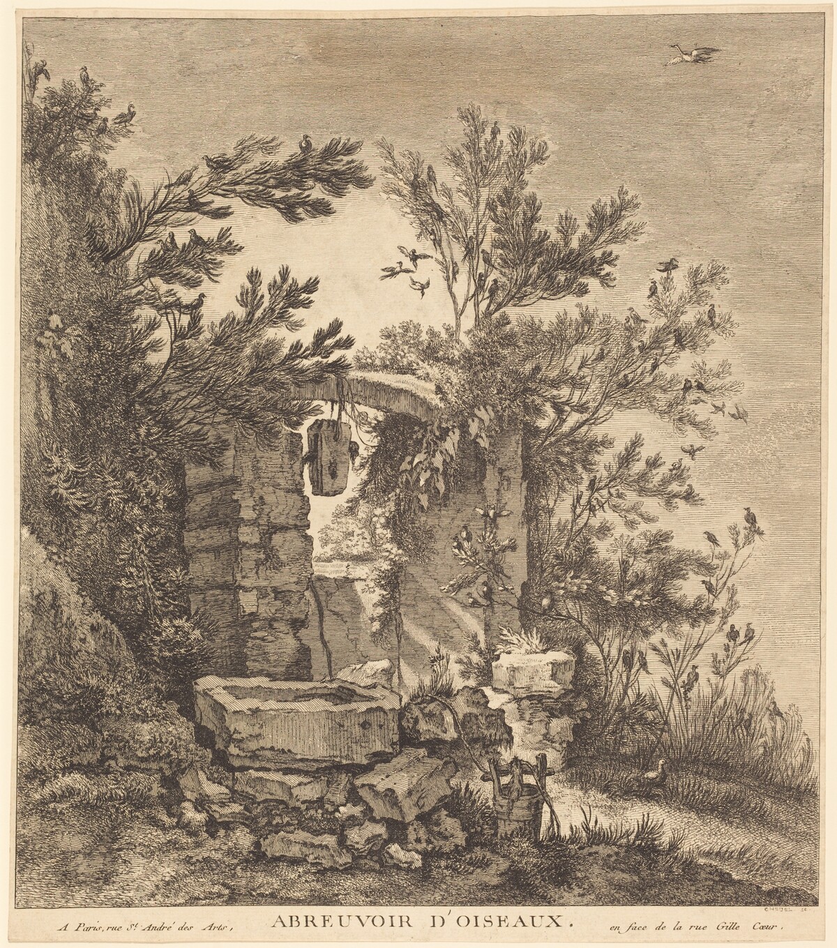Abreuvoir d'oiseaux (The Birds' Watering Place) by Quentin-Pierre Chedel after François Boucher
