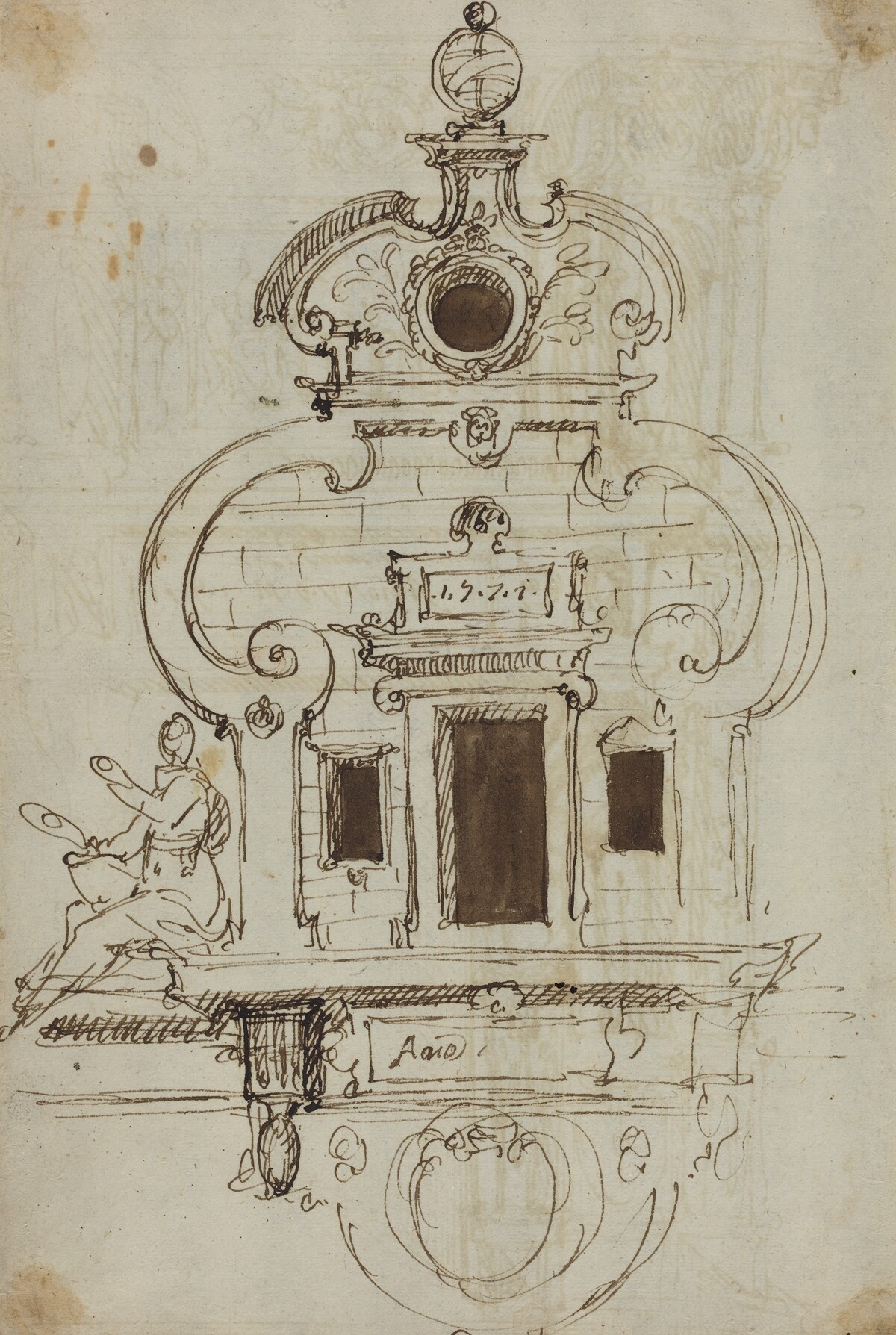 Wall Monument with an Armillary Sphere [verso] by German or Austrian 16th Century