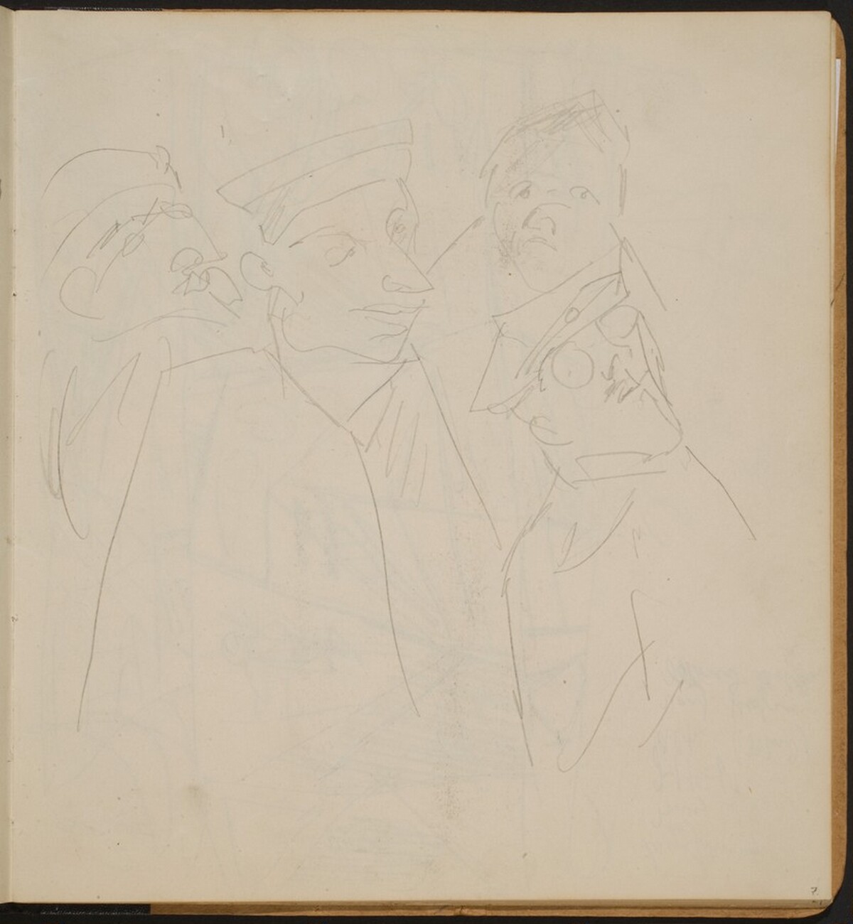 Vier Männer in Uniform (?) (Four Men Wearing Uniforms) [p. 7] by Max Beckmann