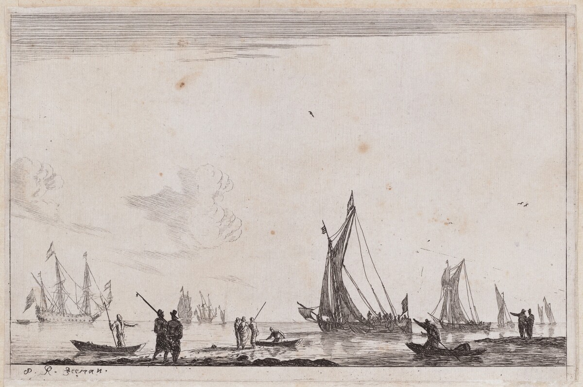 Inland Waterway with Two Galliots at the Right by Reinier Nooms, called Zeeman