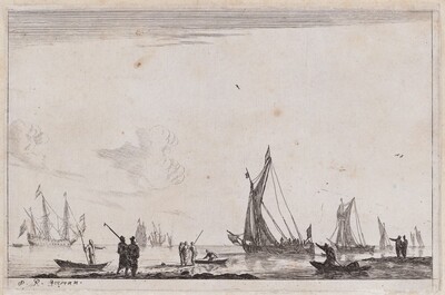 Inland Waterway with Two Galliots at the Right