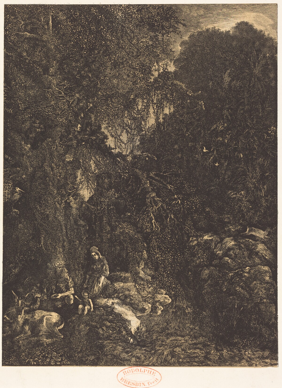 The Holy Family with the Does by Rodolphe Bresdin