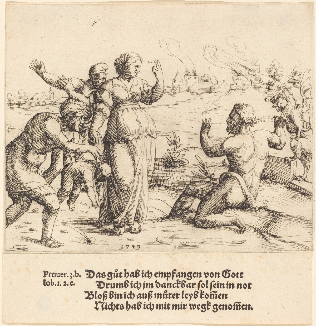 Job Learns of His Misfortunes by Augustin Hirschvogel