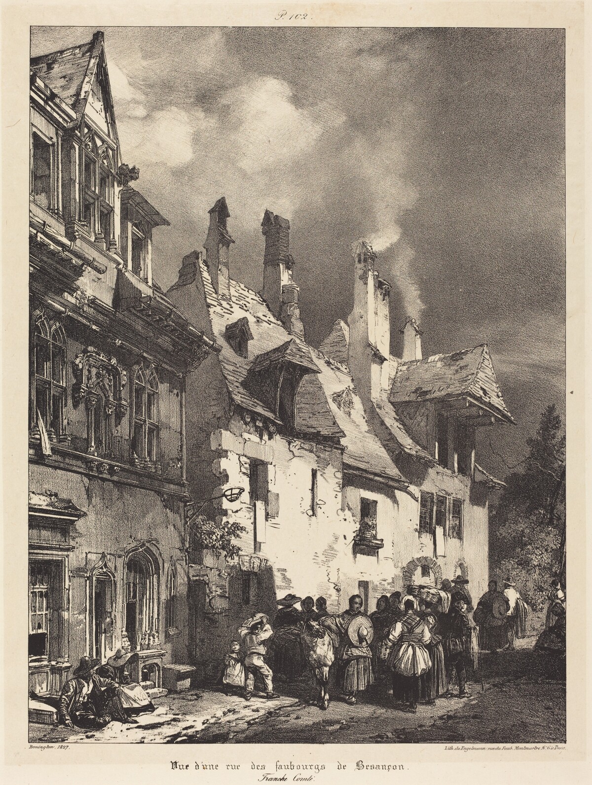 Vue d'une rue des Faubourgs de Besançon (View of a Street in the Outskirts of Besançon) by Richard Parkes Bonington
