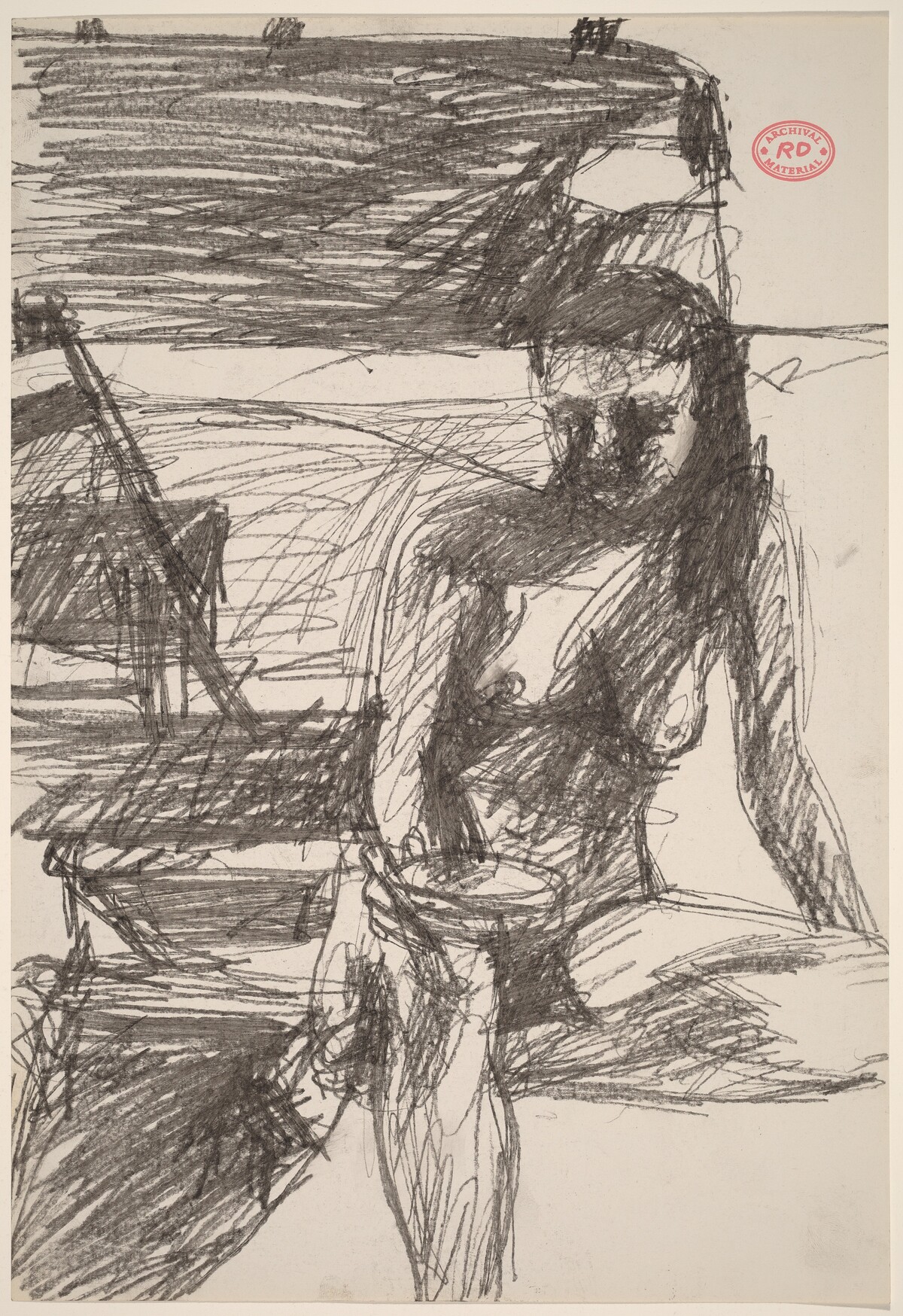 Untitled [seated female nude holding an object] by Richard Diebenkorn