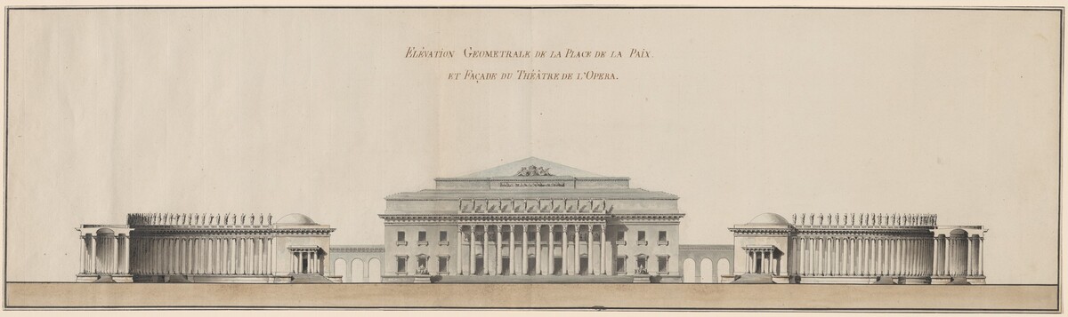 Geometrical Elevation of the Peace Plaza and Façade of the Opera House by Giacomo Quarenghi