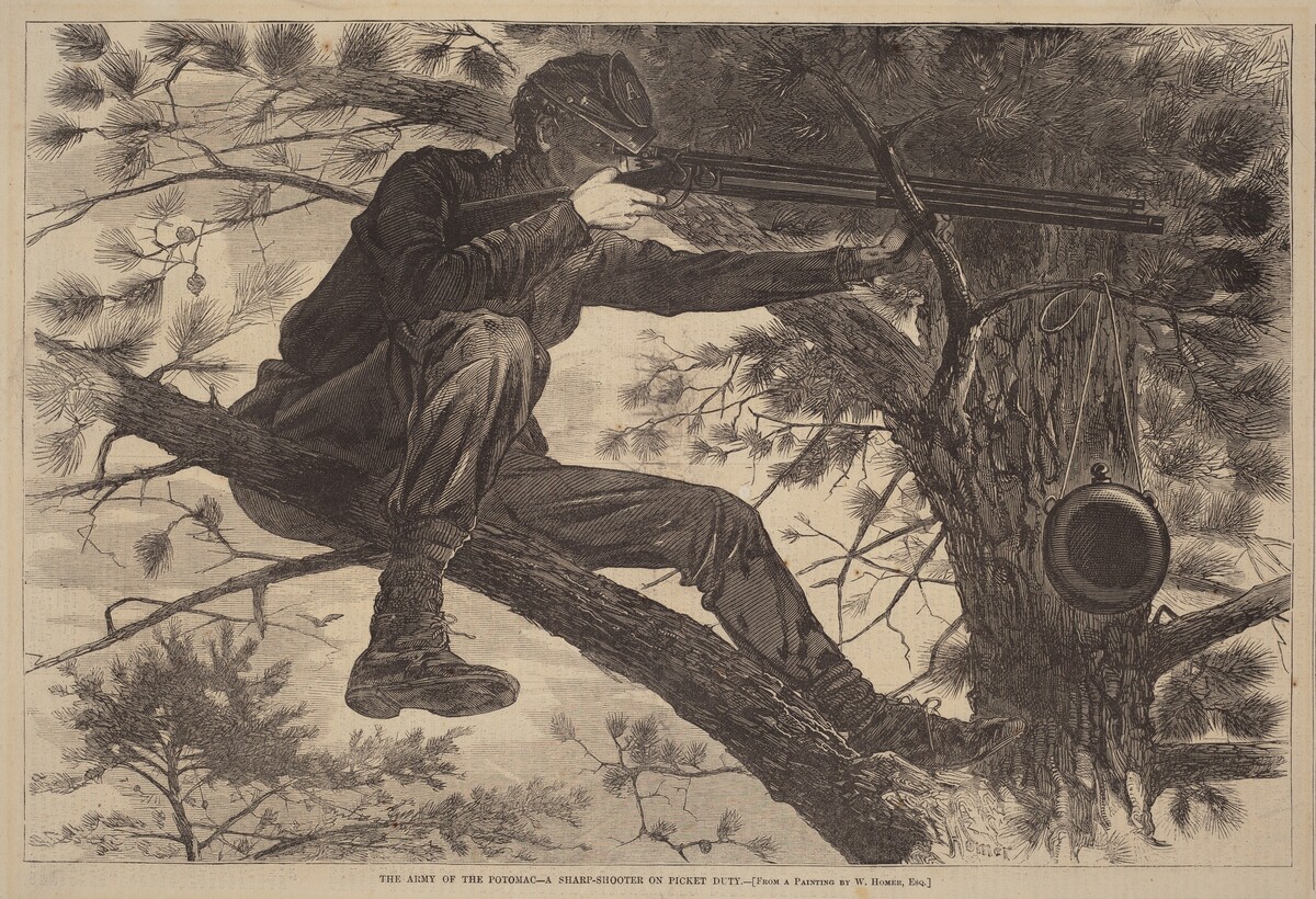 The Army of the Potomac - A Sharp-Shooter on Picket Duty by after Winslow Homer