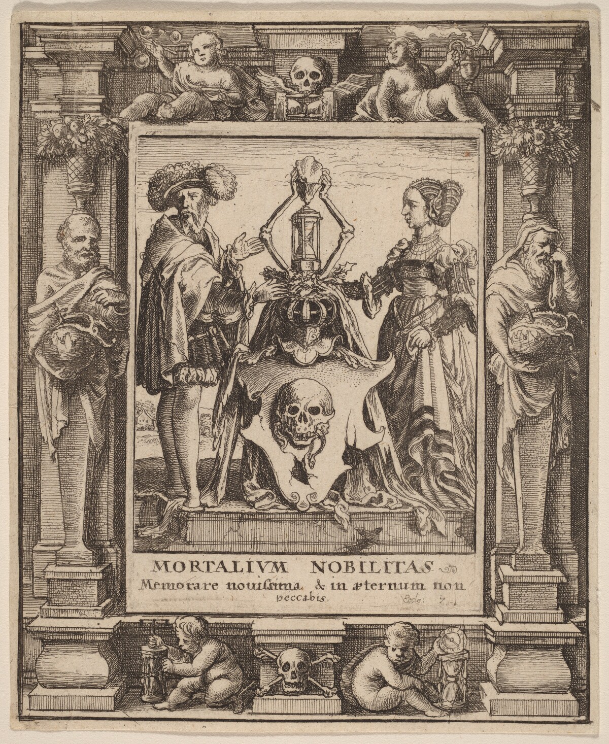Death's Coat of Arms by Wenceslaus Hollar after Hans Holbein the Younger after Abraham van Diepenbeeck