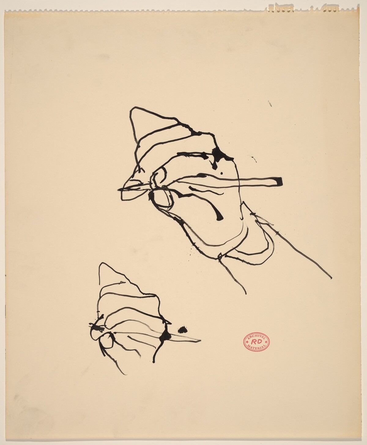 Untitled [two studies of a hand holding a writing tool] by Richard Diebenkorn