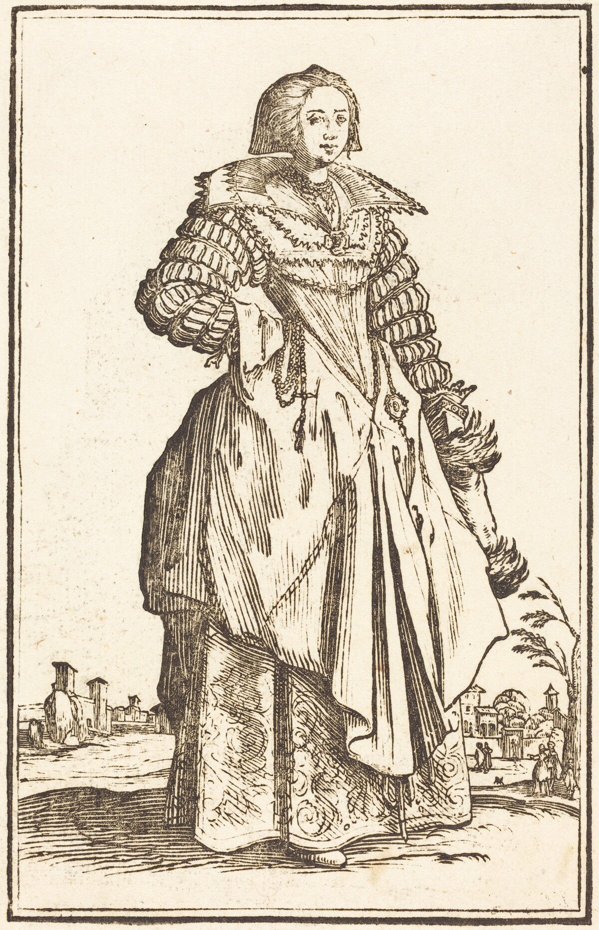 Noble Woman with Large Collar by after Jacques Callot
