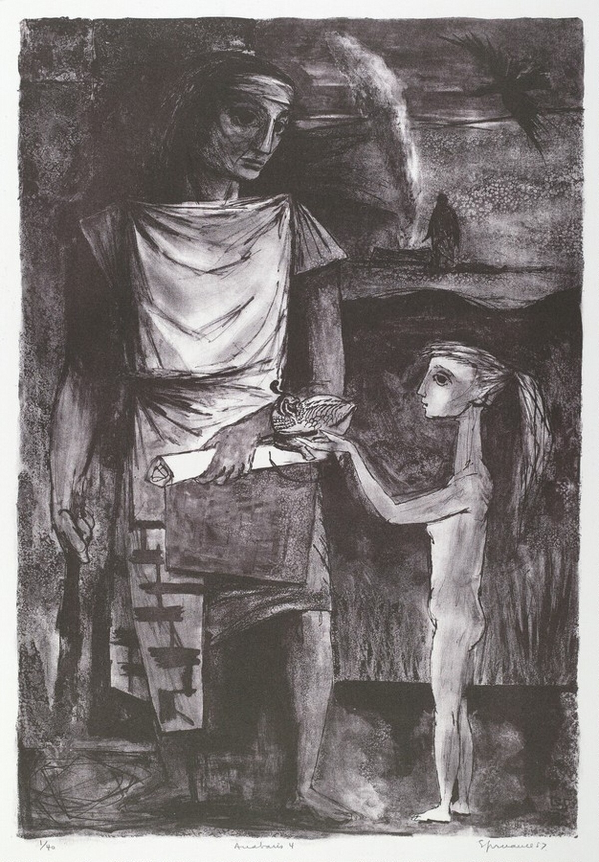 A Child - Offered Us a Quail in a Slipper of Rose Coloured Satin by Benton Murdoch Spruance
