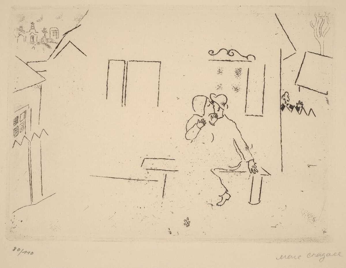 Lovers on a Bench by Marc Chagall