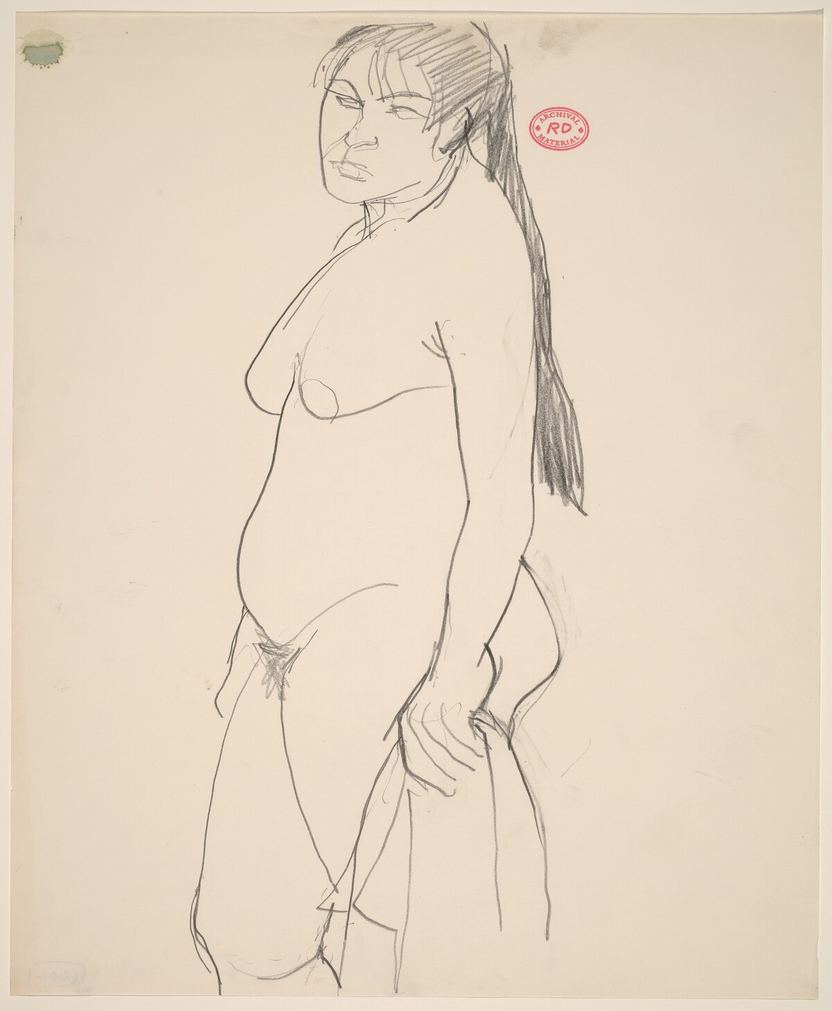Untitled [standing female nude with long ponytail] by Richard Diebenkorn