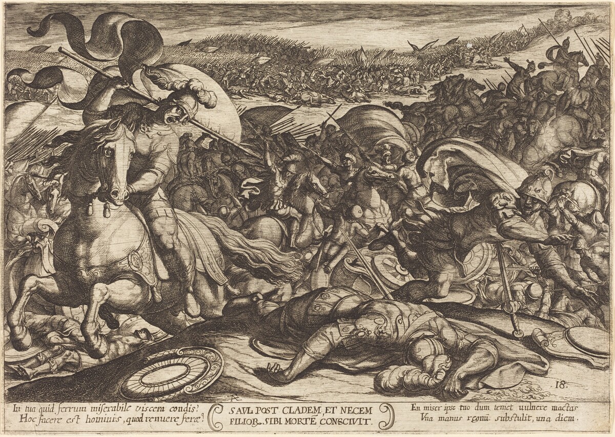 Saul Kills Himself after the Defeat of his Army by the Philistines by Antonio Tempesta