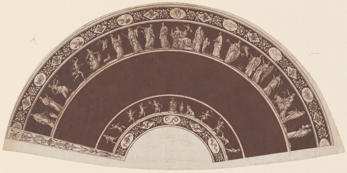 A Fan with Classical Figures Processing to Apollo by French 18th Century