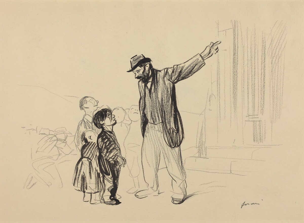 a) L'Englise de leurs peres (recto); b) Man with Cigarette (verso) by Jean-Louis Forain