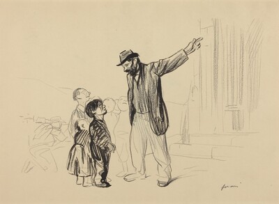 a) L'Englise de leurs peres (recto); b) Man with Cigarette (verso)