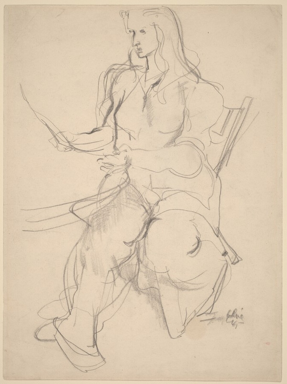 Seated Women Facing Left [recto] by Franz Kline