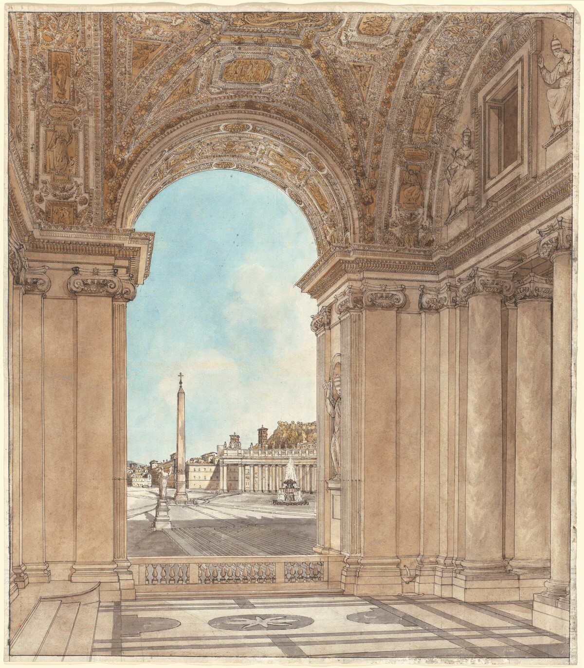 The Piazza of Saint Peter's Seen through an Arch of the Basilica by Giacomo Quarenghi