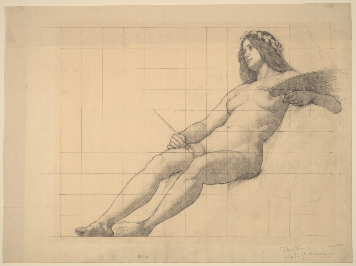 Reclining Female Nude Study for "Painting" by Kenyon Cox
