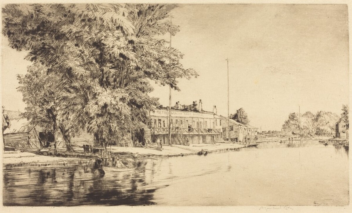 Foster's Boathouse, Cambridge by Muirhead Bone