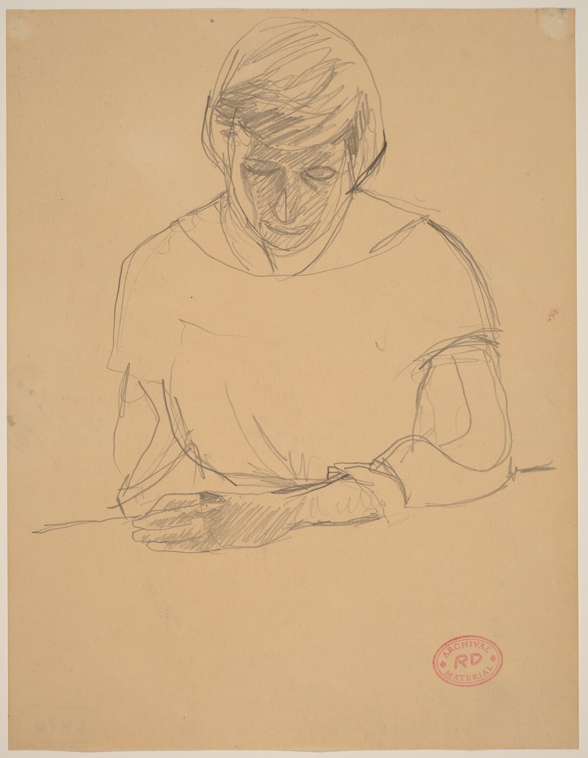 Untitled [figure resting left arm on a ledge: front view] by Richard Diebenkorn