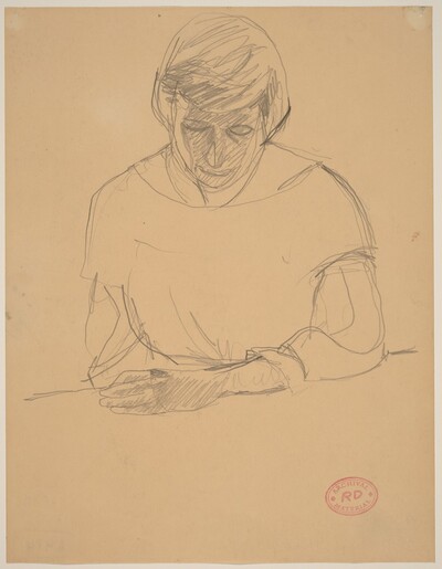 Untitled [figure resting left arm on a ledge: front view]