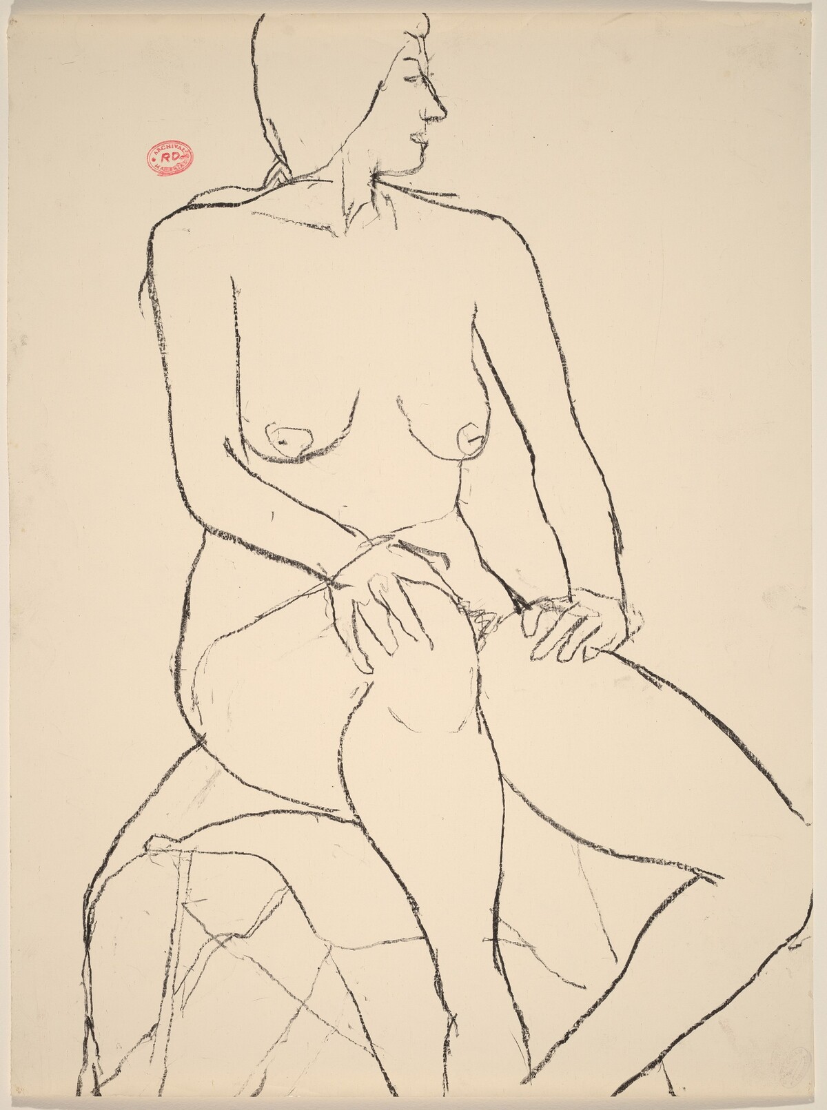 Untitled [seated nude resting her hands on her legs] by Richard Diebenkorn