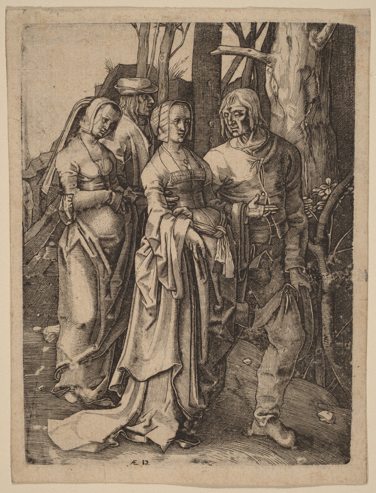 The Two Couples in the Forest by Johan Wierix after Lucas van Leyden