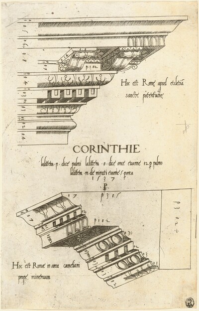 Entablatures from Santa Pudenziana and the Arch of Camigliano, Rome