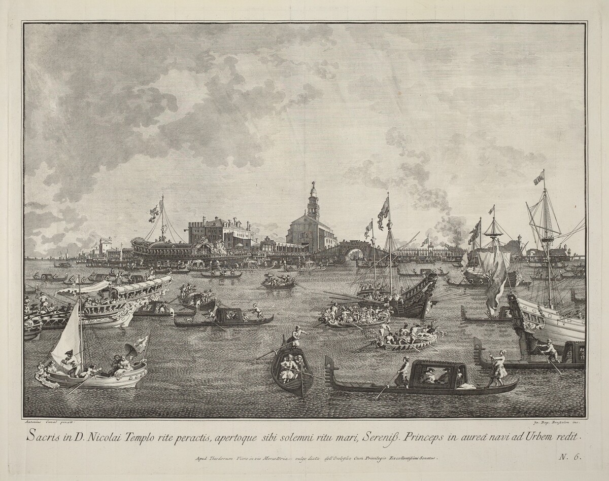 The Doge in the Bucintoro Leaving San Nicolò di Lido by Giovanni Battista Brustolon after Canaletto
