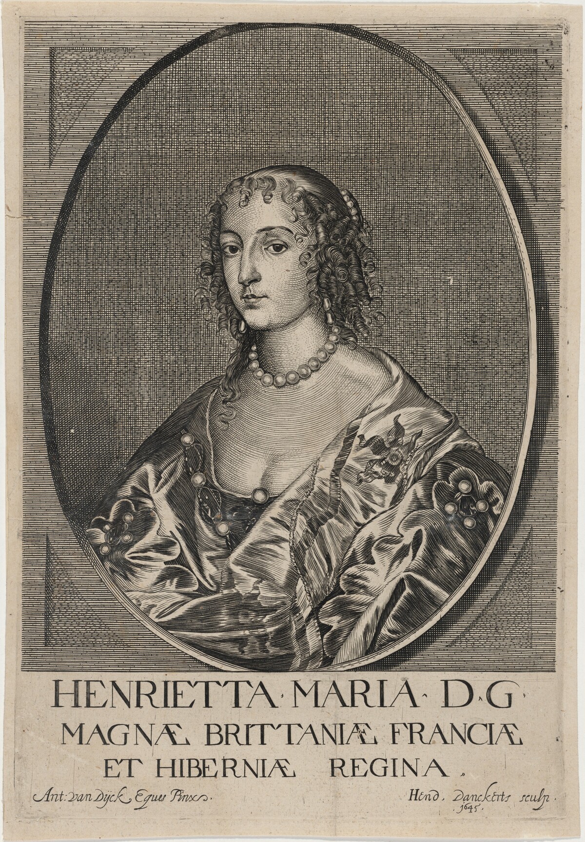 Henrietta Maria, Queen of Charles I by Hendrik Danckerts after Sir Anthony van Dyck