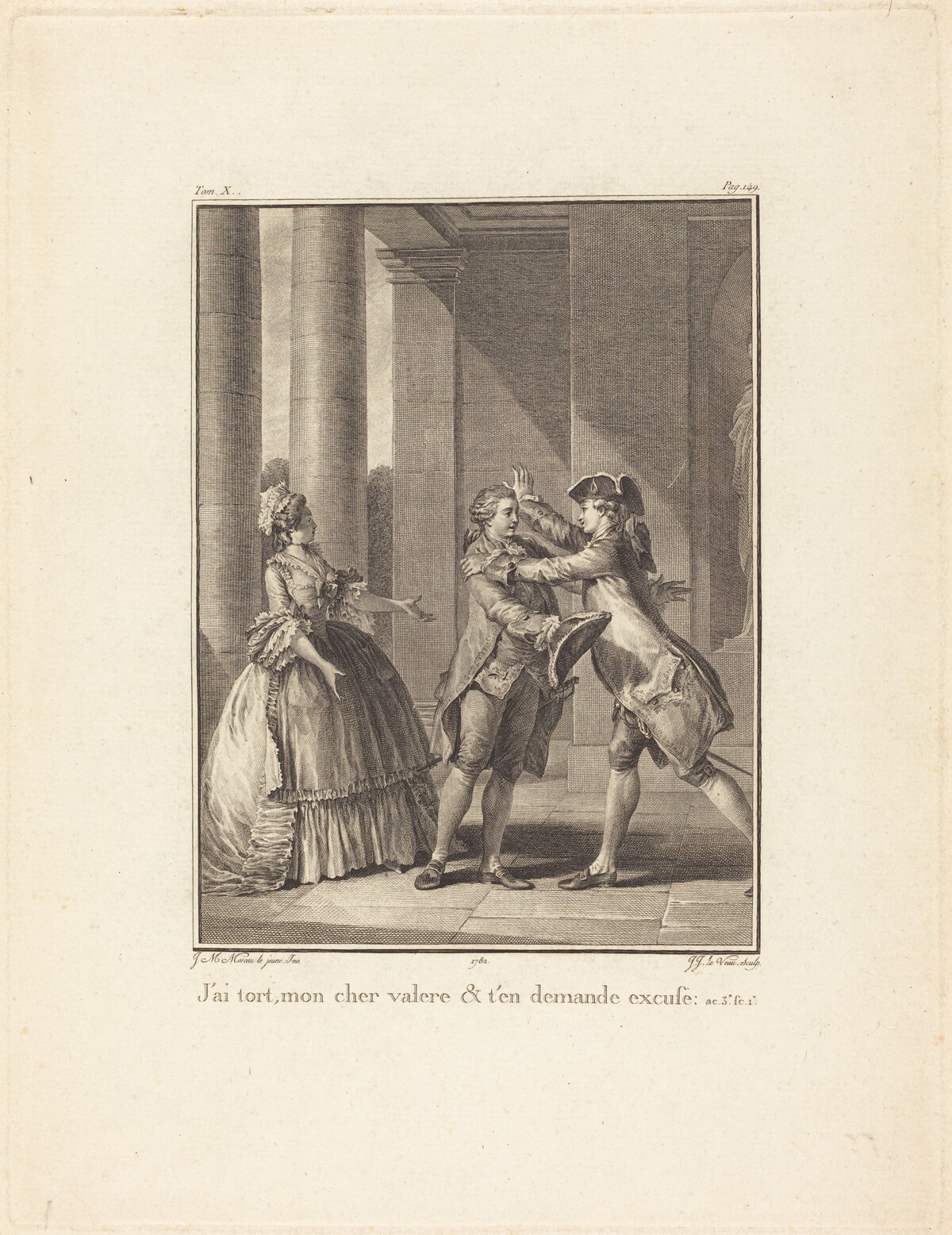 J'ai tort, mon cher Valère, et t'en demande excuse by Jean Jacques Le Veau after Jean-Michel Moreau