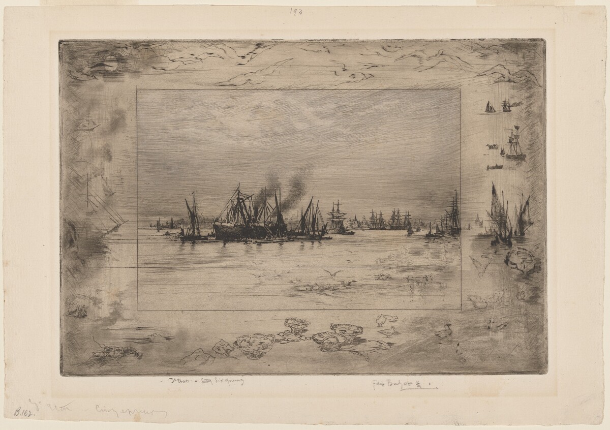 Le Port aux Mouettes (Port with Seagulls) by Félix-Hilaire Buhot