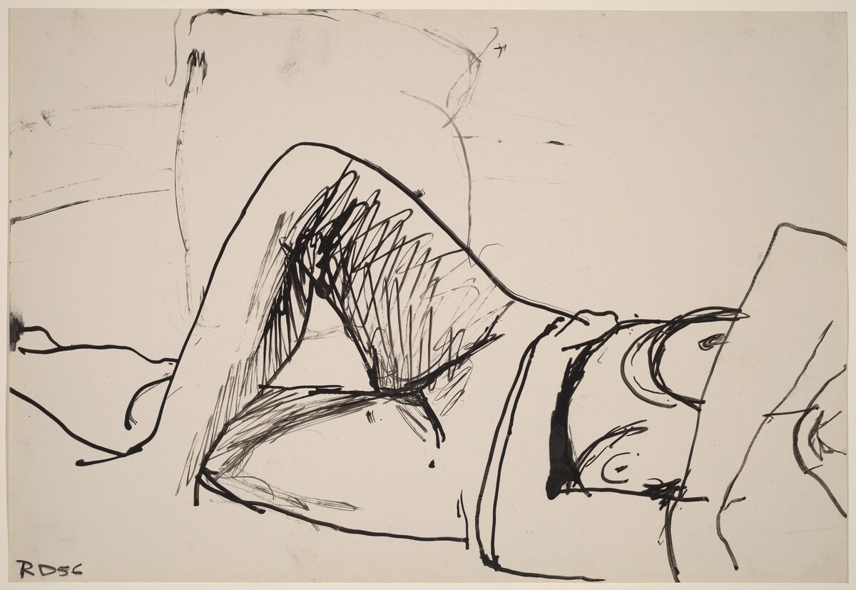 Untitled [nude reclining and crossing her legs] by Richard Diebenkorn