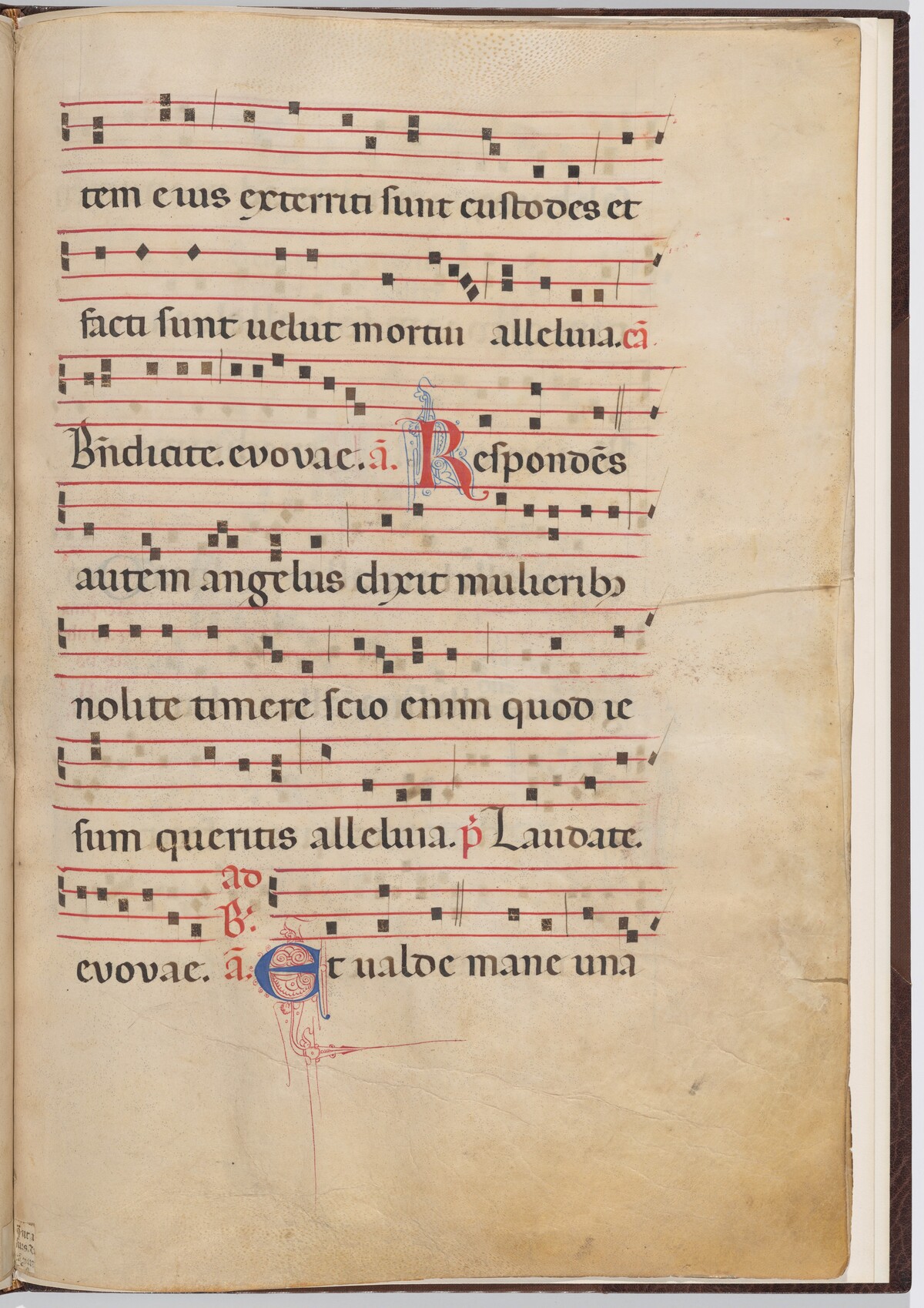 Leaf 4 from an antiphonal fragment by Italian 13th Century