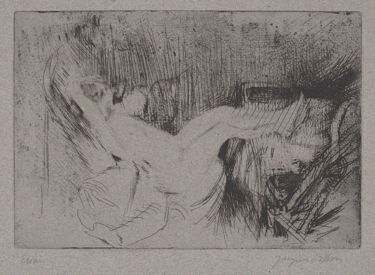 Minne Reclining in a Rocking Chair by Jacques Villon