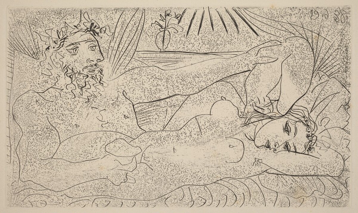 Drinker Caressing a Reclining Woman by Pablo Picasso